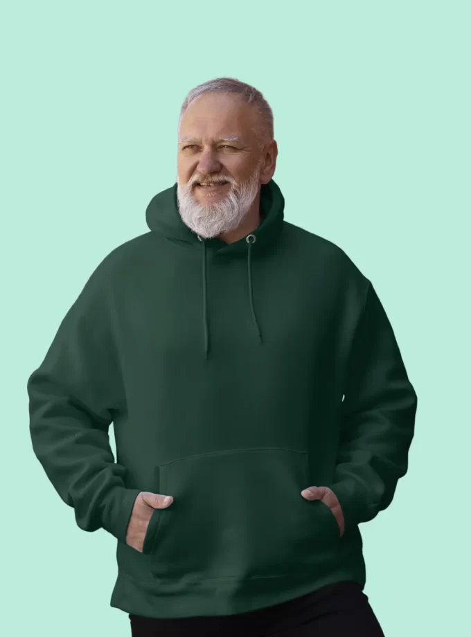 Full Sleeve Solid Hoodie - Bottle Green