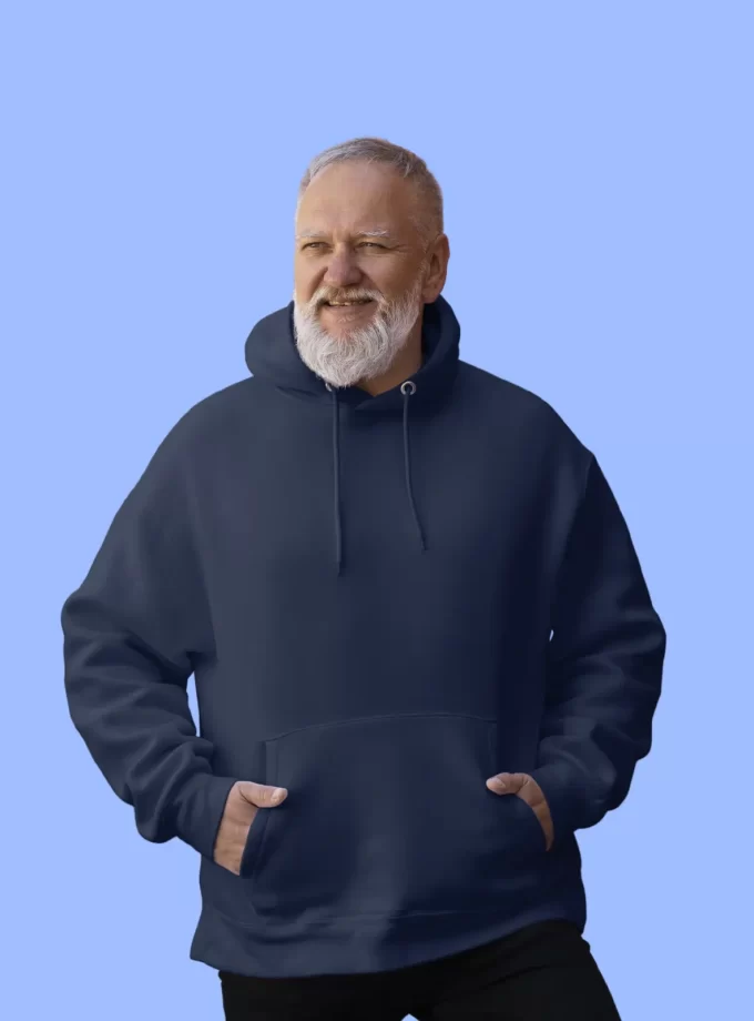 Full Sleeve Solid Hoodie - Navy Blue