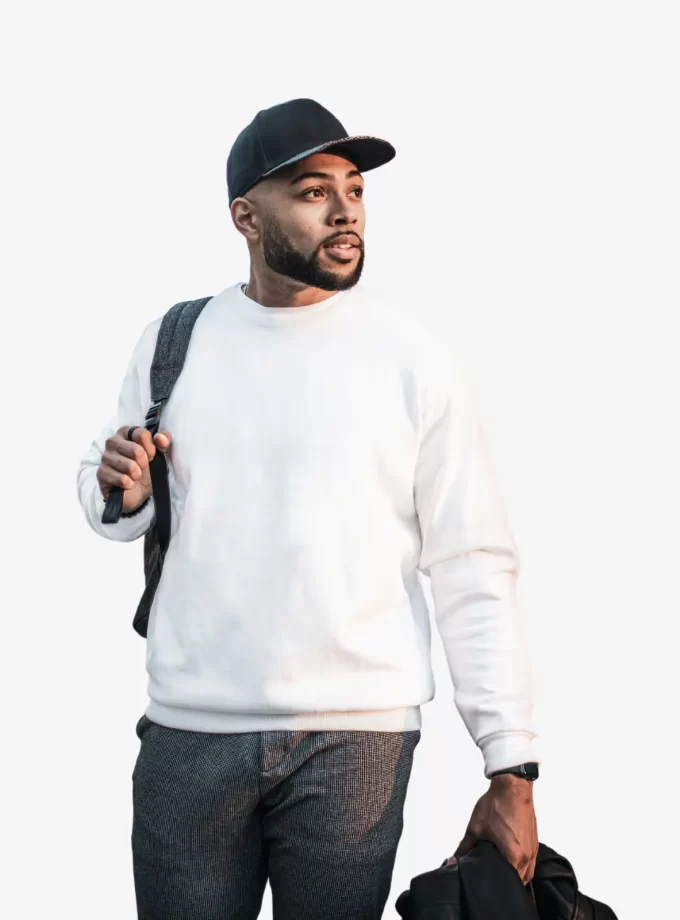 Solid Round Neck Sweatshirt - White